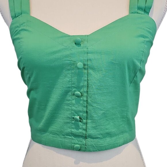 Sim & Sam Mint Green Button Front Crop Top Women's Size M - Picture 3 of 14